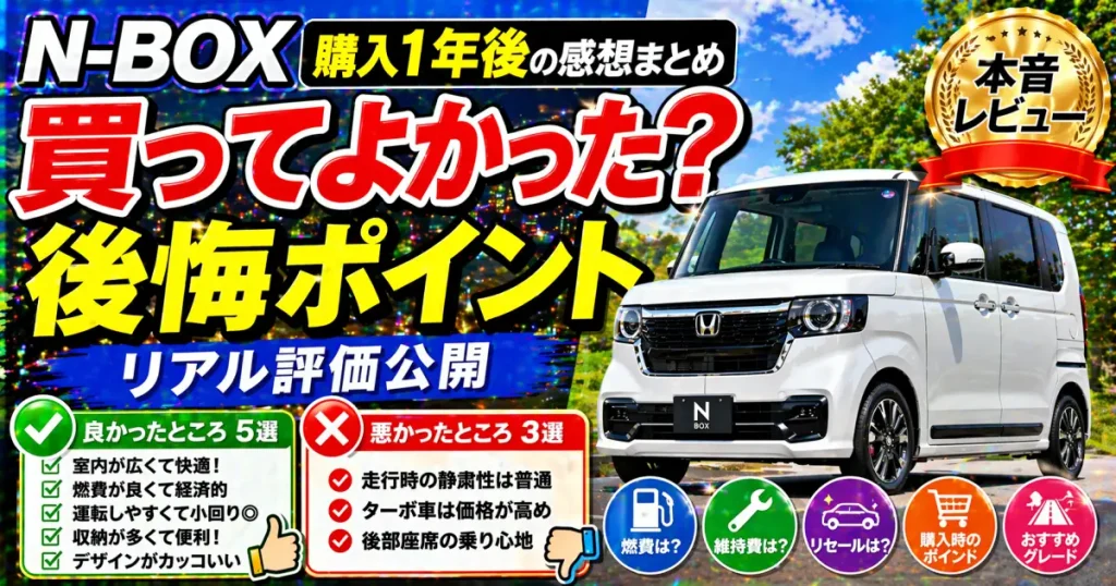 N-BOX 購入して 良かったところ 悪かったところ 購入1年後の感想まとめ と取り巻く周辺情報