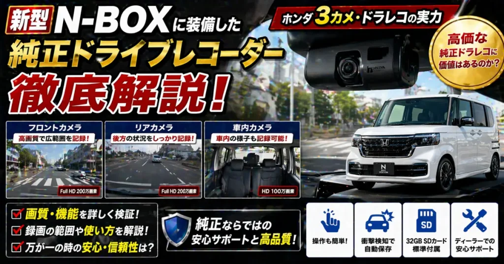N-BOXに装備した純正ドライブレコーダを詳しく解説。ホンダ３カメ・ドラレコの実力