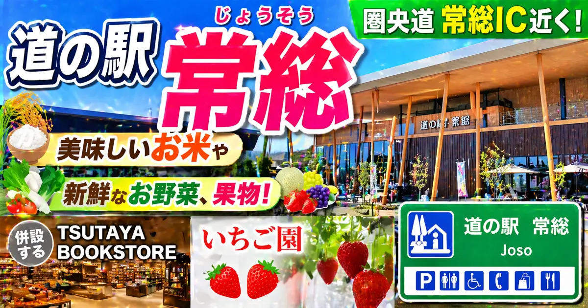 【道の駅 常総】美味しいお米や新鮮なお野菜、果物！併設するTSUTAYA BOOKSTORE・ いちご園 。圏央道 常総IC近く