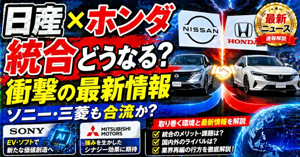 日産自動車とHondaの経営統合 SONY、三菱も合流か。取り巻く環境、最新情報を解説