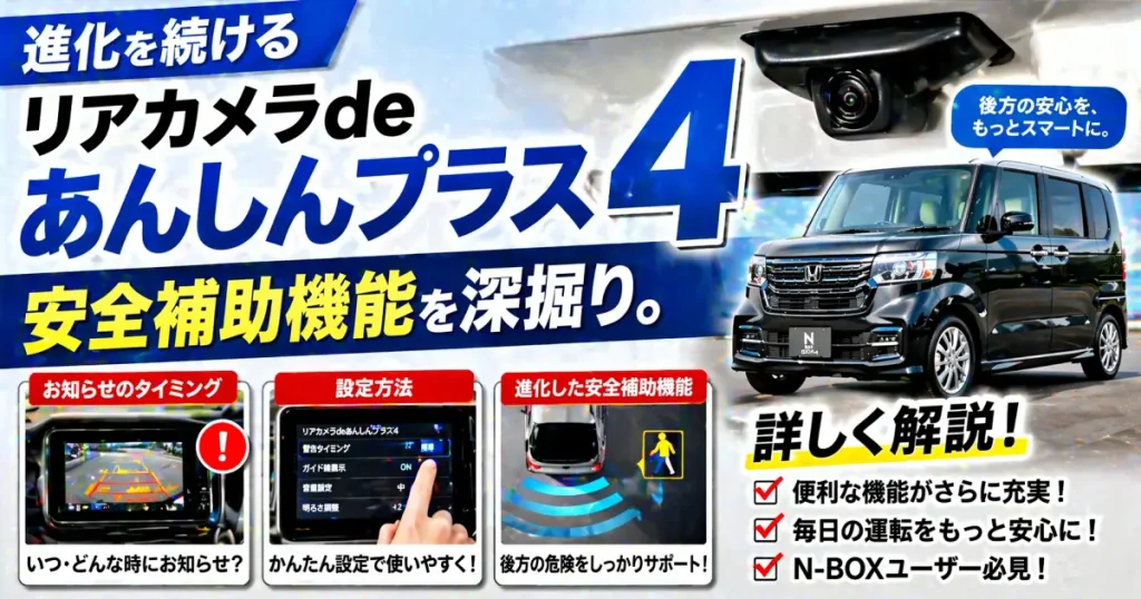 進化を続ける「リアカメラdeあんしんプラス4」の安全補助機能を深掘り。お知らせのタイミング、設定方法など詳しく解説