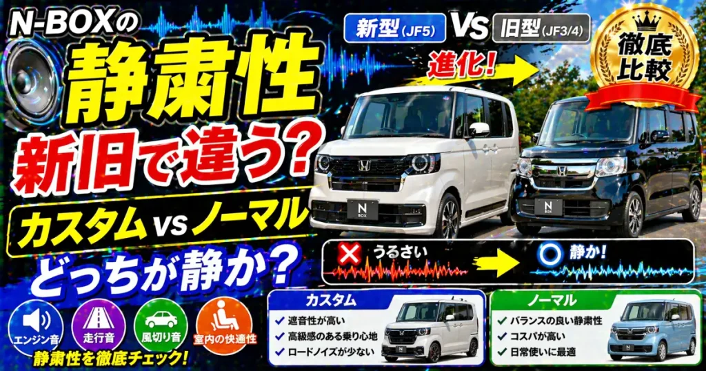 N-BOXの静粛性｜新型、旧型比較。カスタムとノーマルの違い