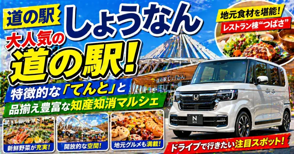 道の駅 しょうなん 特徴的な「てんと」と品揃え豊富な知産知消マルシェ｜レストラン棟『つばさ』で地元食材を堪能